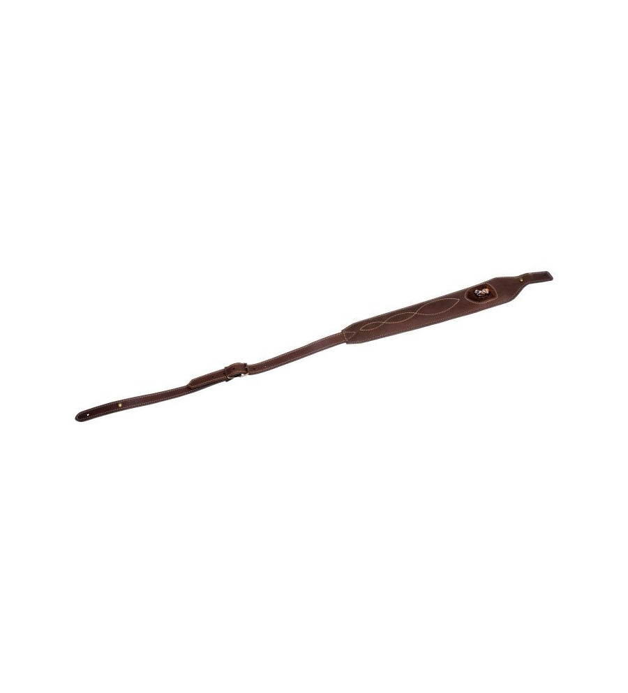 Bretelle carabine cuir forme cobra broderie sanglier. Bretelle carabine cuir forme cobra broderie sanglier.