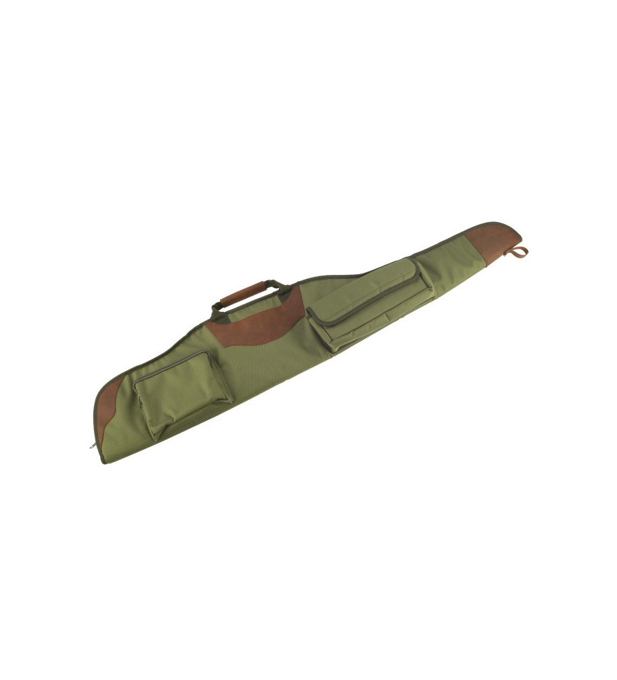 Etui carabine combe avec poche 120cm vert inserts cuir Etui carabine combe avec poche 120cm vert inserts cuir
