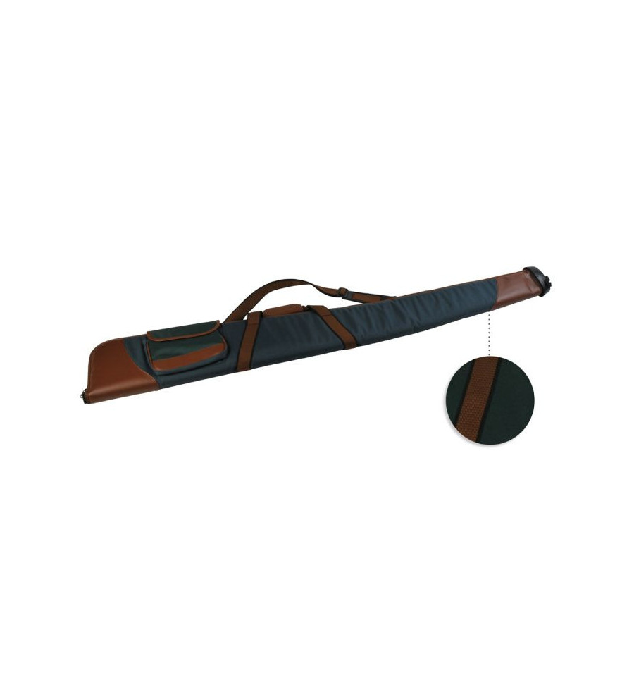 Etui fusil couzan 135 cm vert et marron avec poche bout renforce Etui fusil couzan 135 cm vert et marron avec poche bout renforce