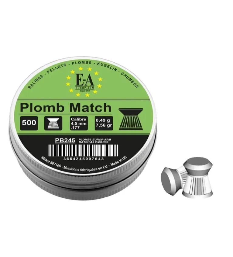 Plombs Match Europ-Arm à tête plate cal. 4,5 mm 