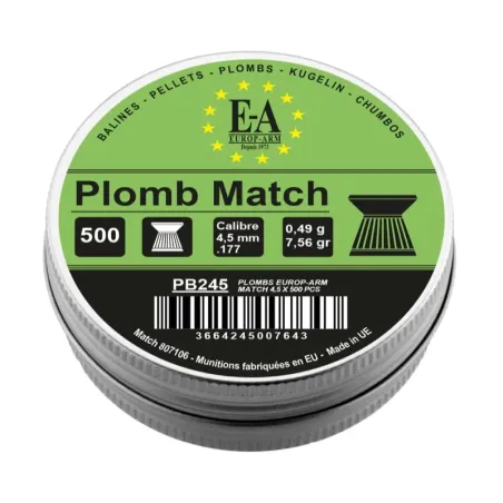 Plombs Match Europ-Arm à tête plate cal. 4,5 mm 