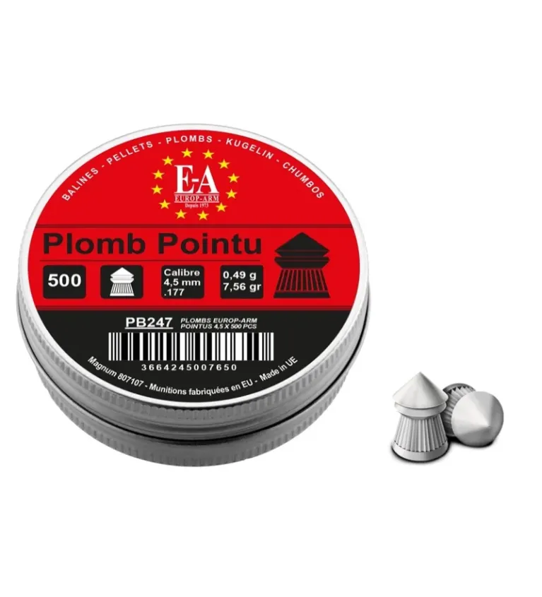 Plombs Europ-Arm à tête pointue cal. 4,5 mm 