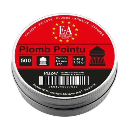 Plombs Europ-Arm à tête pointue cal. 4,5 mm 