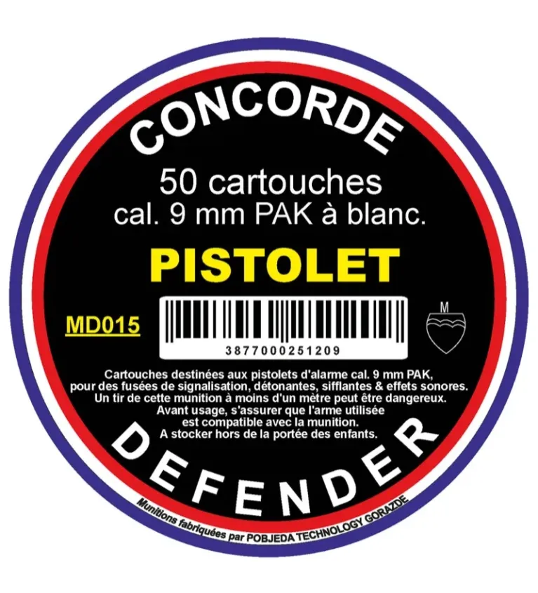 Boîte de 50 cartouches cal. 9 mm PAK à blanc 
