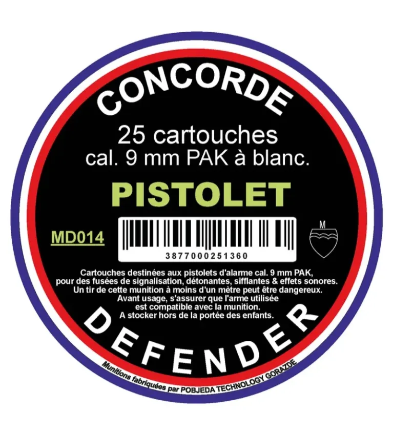 Boîte de 25 cartouches cal. 9 mm PAK à blanc 