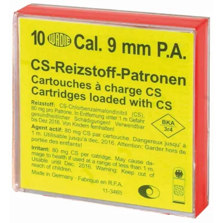 Boîte de 10 cartouches 9 mm PA à gaz CS 