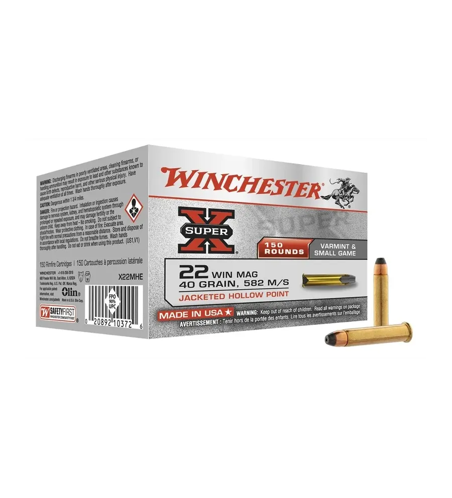 Munitions Super-X creuse cal. 22 Win Magnum Munitions Super-X creuse cal. 22 Win Magnum