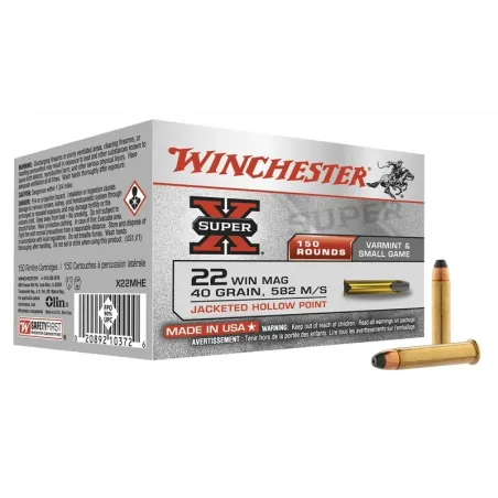 Munitions Super-X creuse cal. 22 Win Magnum 