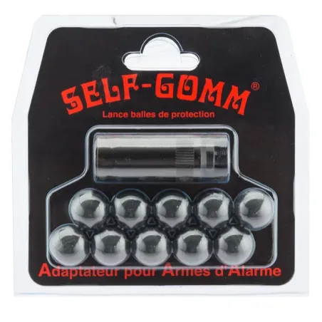 Adaptateur pour armes d'alarme + 10 projectiles Self Gomm calibre 18 mm 