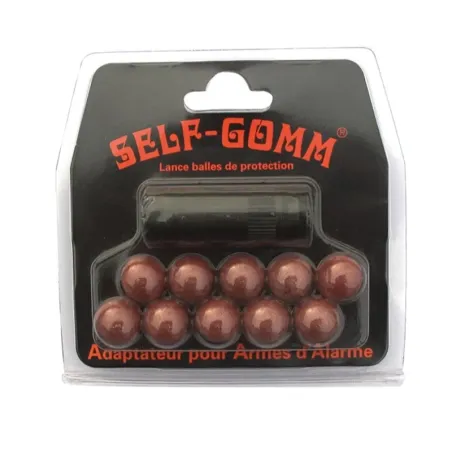 Adaptateur pour armes d'alarme + 10 projectiles Self Gomm calibre 18 mm 
