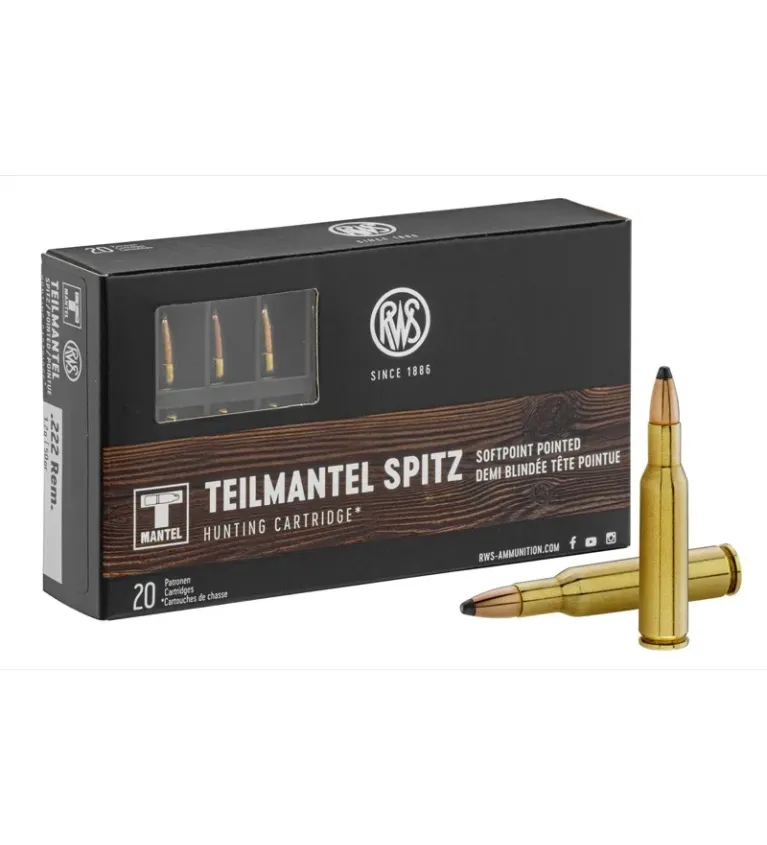 Balles de chasse RWS Cal. 222 REM type TMS 