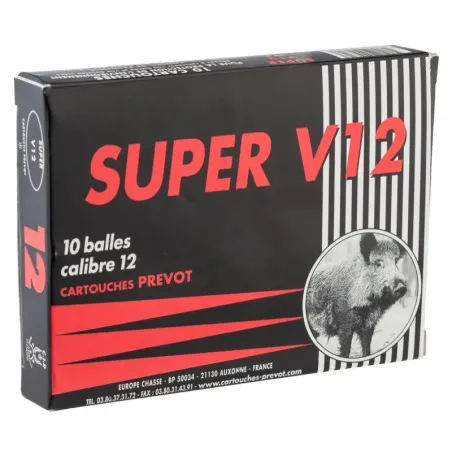 Cartouche Prevot Subsonique V12 demi-blindée expansive - Cal. 12/67 