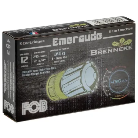 Cartouche Fob émeraude à balle Brenneke - Cal. 12/70 