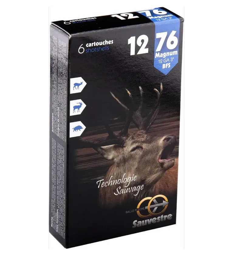 Cartouche Sauvestre grand gibier Magnum - 12/76 