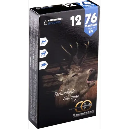 Cartouche Sauvestre grand gibier Magnum - 12/76 