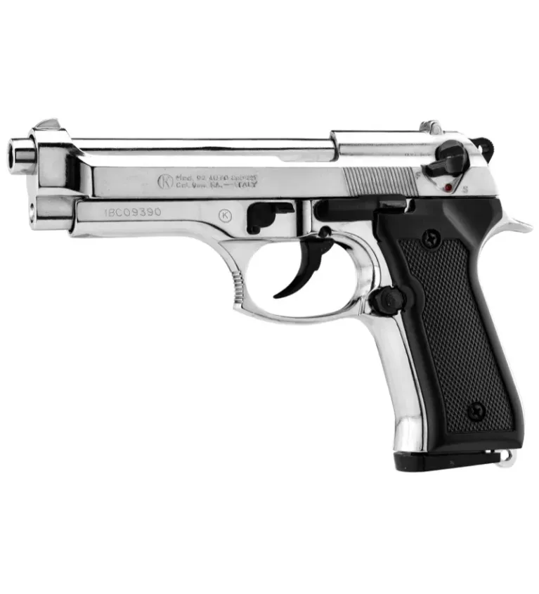 Pistolet 9 mm à blanc Chiappa 92 nickelé 