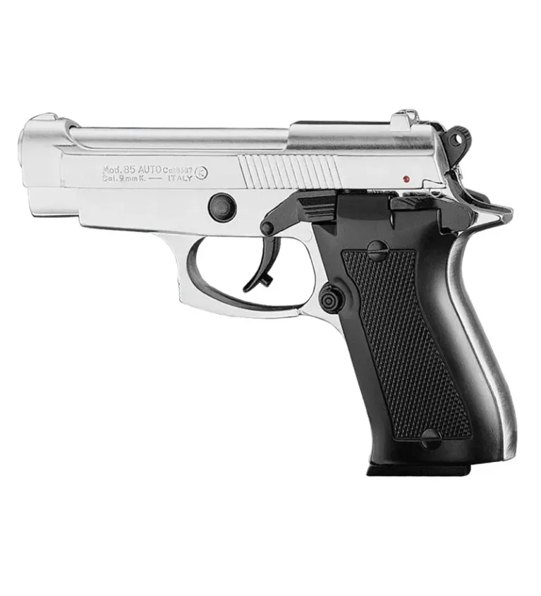 Pistolet 9 mm à blanc Chiappa 85 auto nickelé 