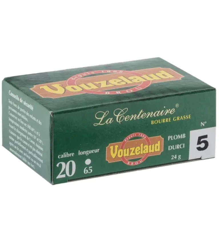 Cartouches Vouzelaud - La Centenaire tube plastique - Cal. 20/65  
