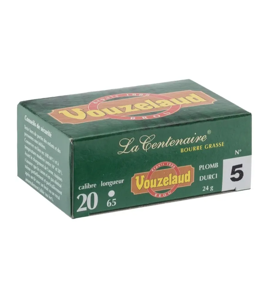 Cartouches Vouzelaud - La Centenaire tube plastique - Cal. 20/65 Cartouches Vouzelaud - La Centenaire tube plastique - Cal. 20/65