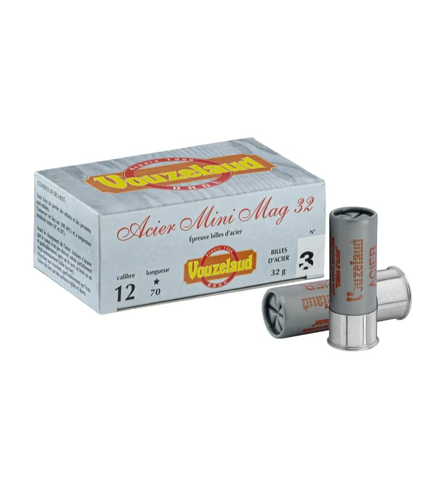 Cartouches Vouzelaud Acier Mini Mag 32 - Cal. 12/70 Cartouches Vouzelaud Acier Mini Mag 32 - Cal. 12/70