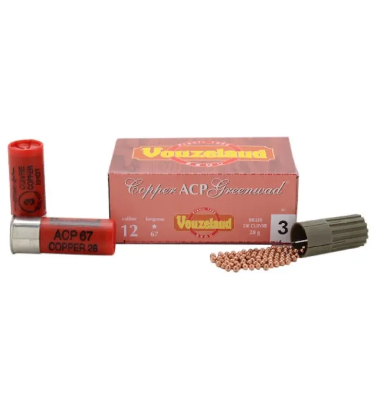 Cartouches Vouzelaud - Copper ACP Greenwad Tube plastique - Cal. 12/67  