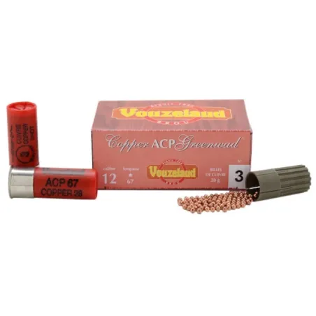 Cartouches Vouzelaud - Copper ACP Greenwad Tube plastique - Cal. 12/67  