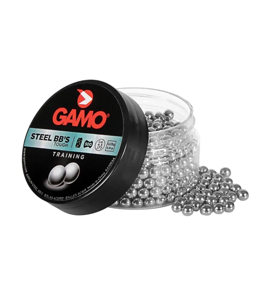 Boite de 500 billes acier BB's cal. 4.5 mm Boite de 500 billes acier BB's cal. 4.5 mm