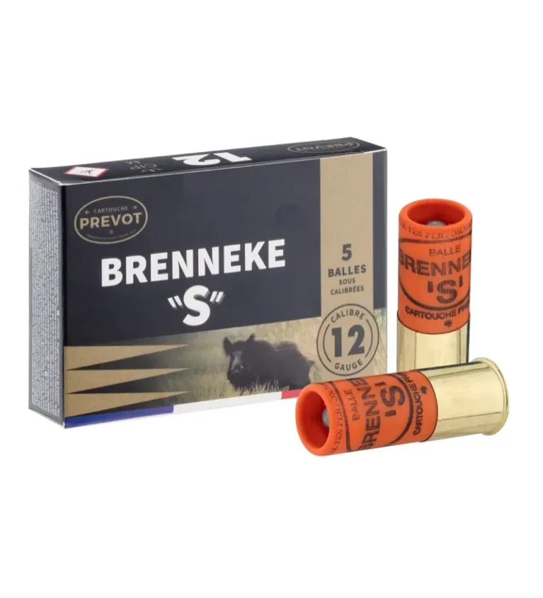 Cartouche Prevot à balle BRENNEKE ''S'' demi-blindée - Cal. 12/70 