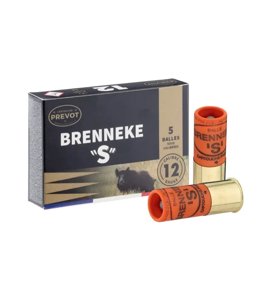 Cartouche Prevot à balle BRENNEKE ''S'' demi-blindée - Cal. 12/70 Cartouche Prevot à balle BRENNEKE ''S'' demi-blindée - Cal. 12/70