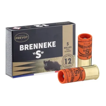 Cartouche Prevot à balle BRENNEKE ''S'' demi-blindée - Cal. 12/70 
