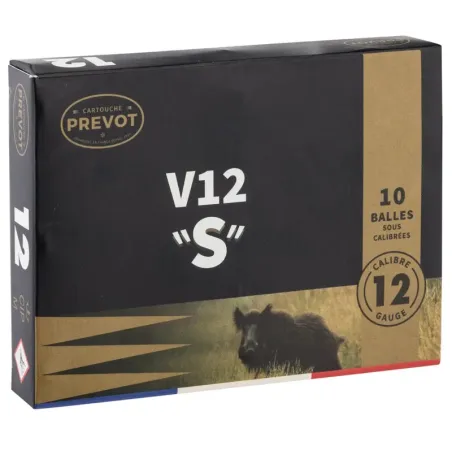 Cartouches Prevot à balle V12 ''S''  demi-blindée - Cal. 12/70  