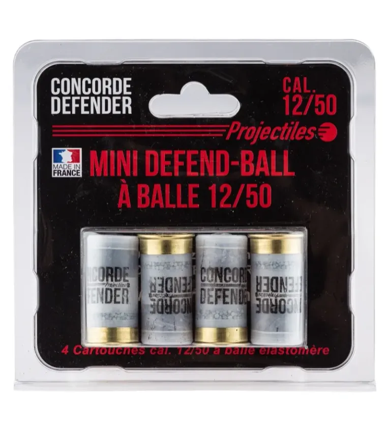 4 cartouches Mini Defend-Ball cal. 12/50 à balle Elastomere Bior 