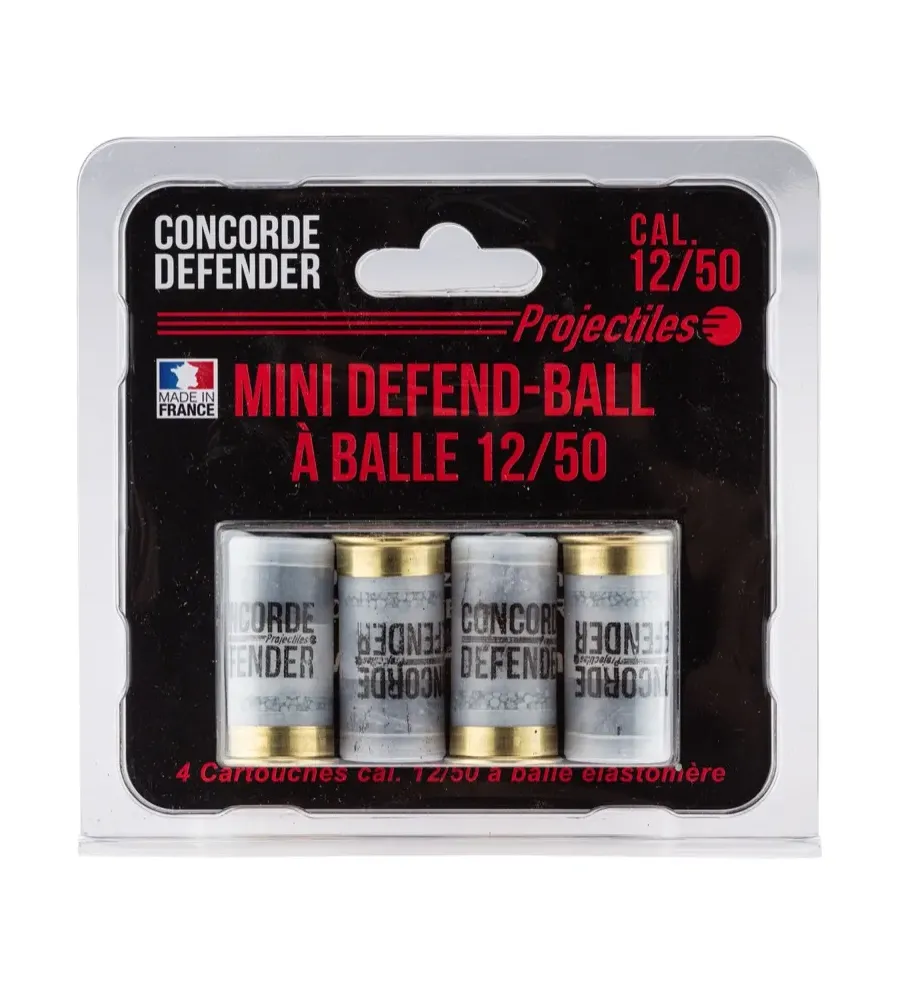 4 cartouches Mini Defend-Ball cal. 12/50 à balle Elastomere Bior 4 cartouches Mini Defend-Ball cal. 12/50 à balle Elastomere Bior