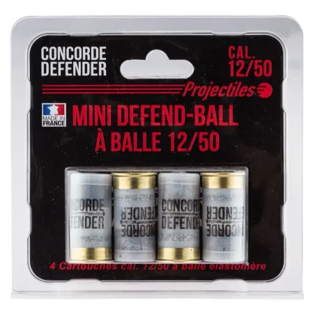 4 cartouches Mini Defend-Ball cal. 12/50 à balle Elastomere Bior 