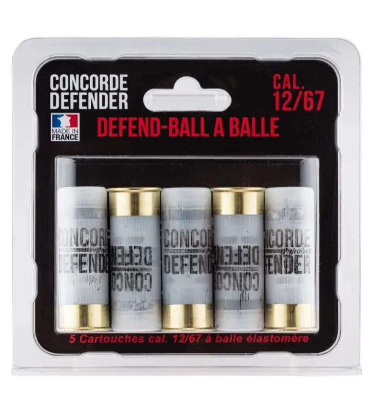 5 cartouches Defend-Ball cal. 12/67 à balle Elastomere Bior 