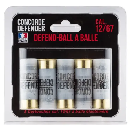 5 cartouches Defend-Ball cal. 12/67 à balle Elastomere Bior 