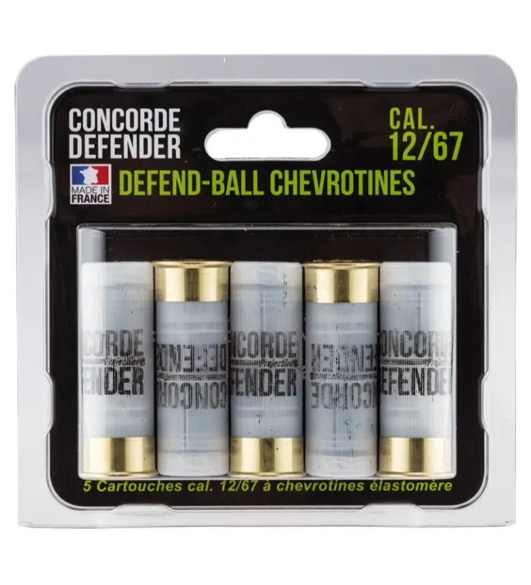 5 cartouches Defend-Ball cal. 12/67 chevrotines Elastomere 