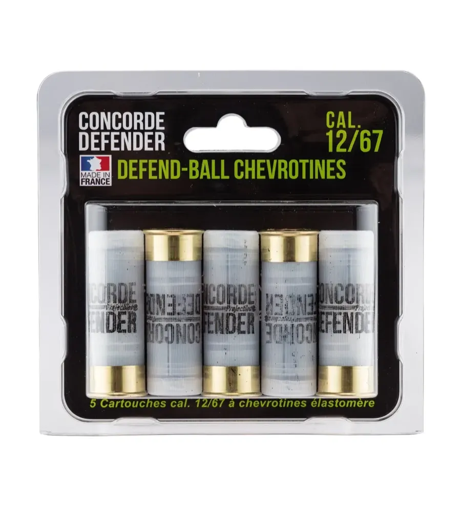 5 cartouches Defend-Ball cal. 12/67 chevrotines Elastomere 5 cartouches Defend-Ball cal. 12/67 chevrotines Elastomere