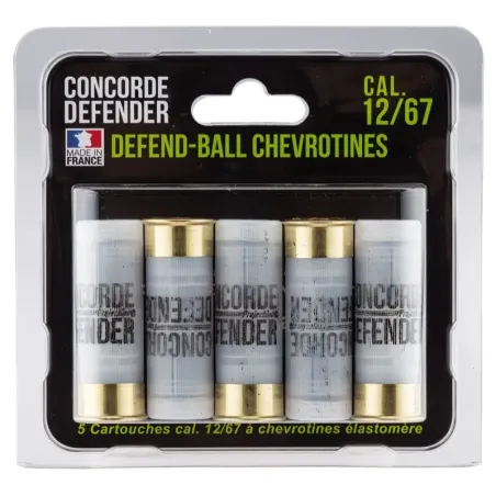 5 cartouches Defend-Ball cal. 12/67 chevrotines Elastomere 