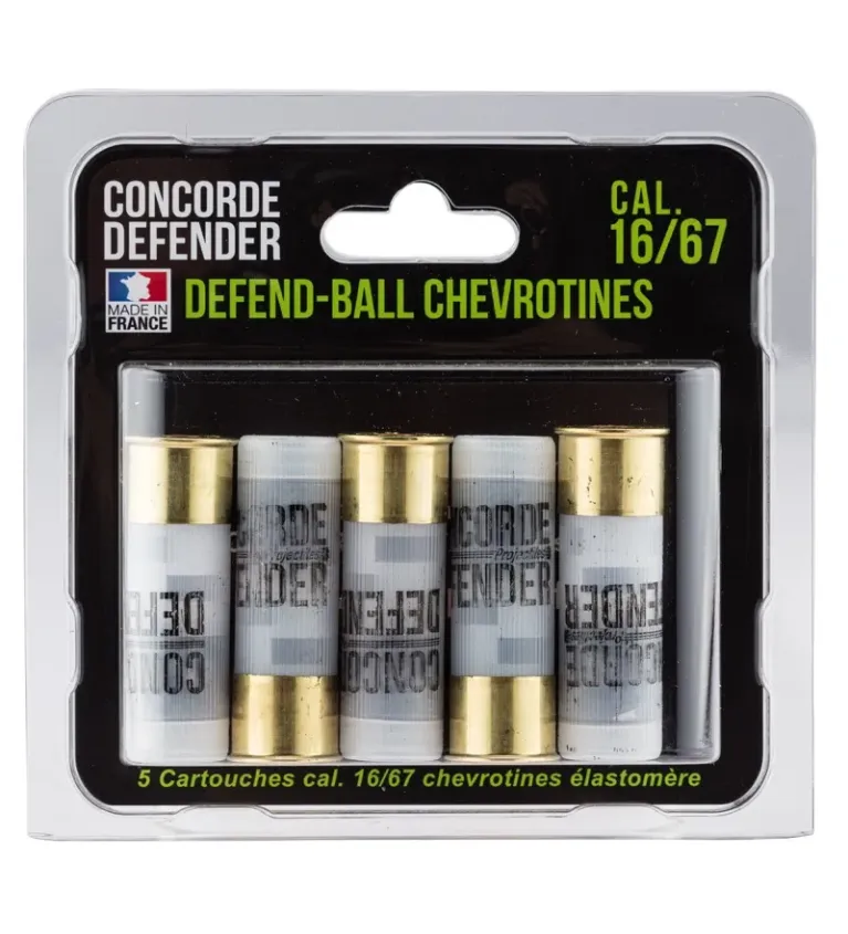 5 cartouches Defend-Ball cal. 16/67 chevrotines Elastomere 