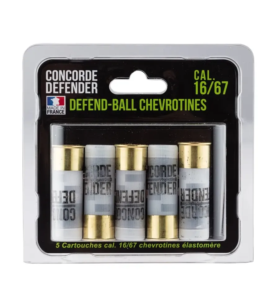 5 cartouches Defend-Ball cal. 16/67 chevrotines Elastomere 5 cartouches Defend-Ball cal. 16/67 chevrotines Elastomere