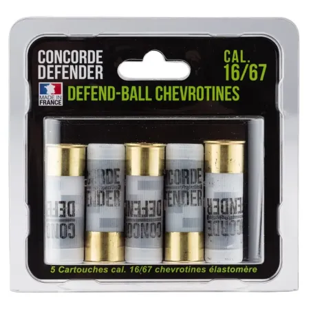 5 cartouches Defend-Ball cal. 16/67 chevrotines Elastomere 