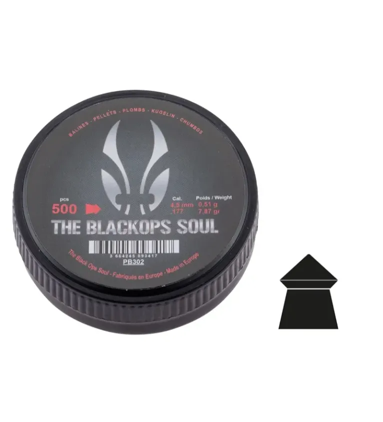 Plombs The Black Ops Soul à tête pointue cal. 4,5 mm 