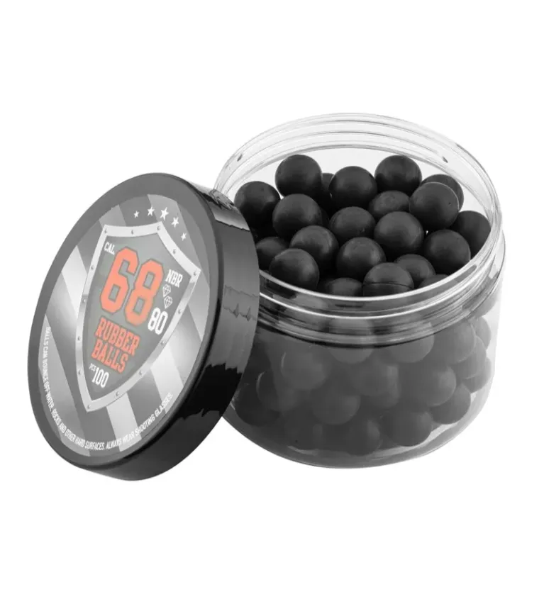 Cal. 68 -  Billes de Défense caoutchouc/métal - Boîte de 100 billes 