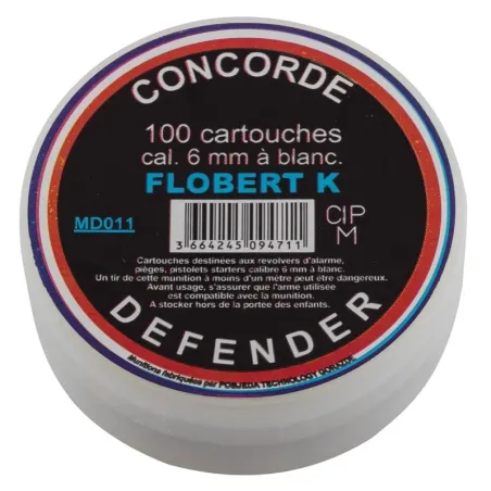 Cartouches Concorde Defender 6 mm Flobert à blanc 