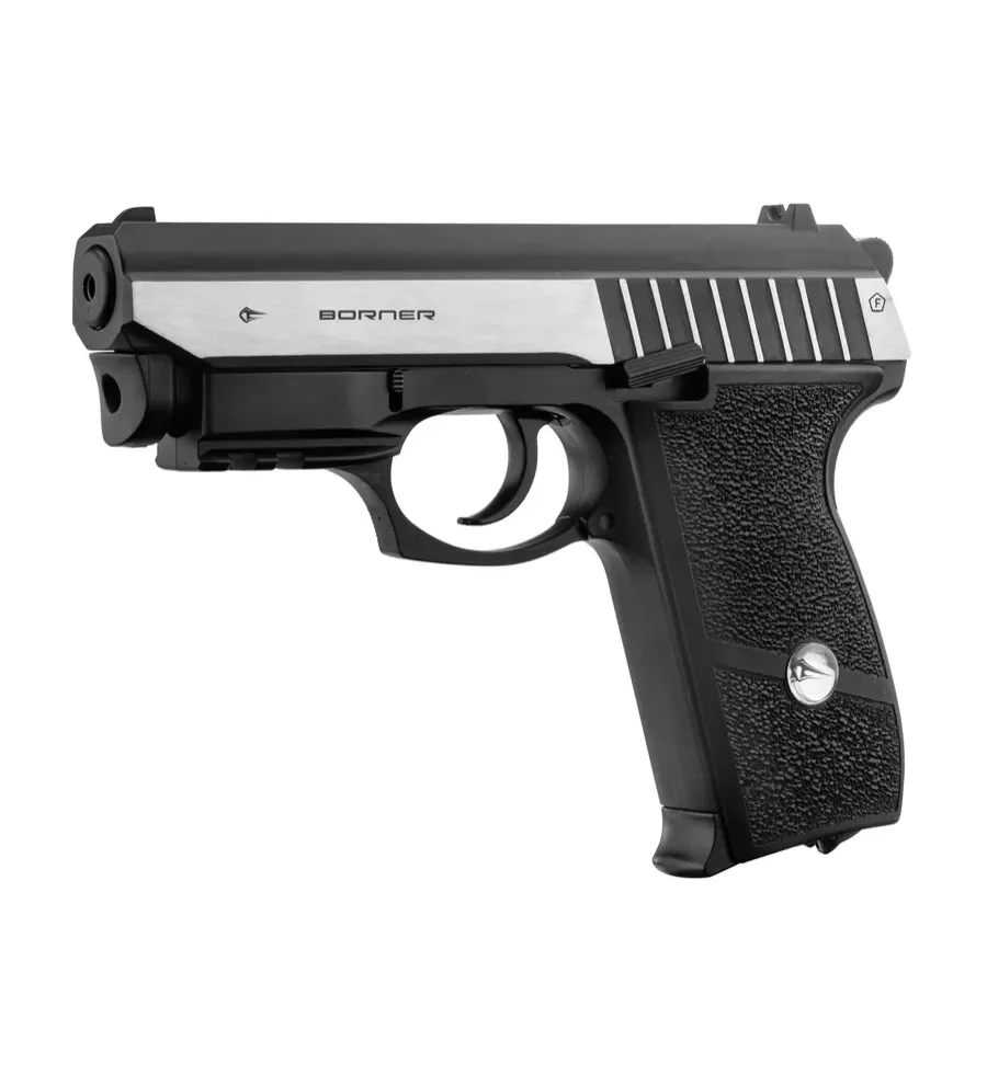 Pistolet CO2 culasse mobile BORNER PANTHER 801 Cal. 4.5mm BB's avec laser intégré Pistolet CO2 culasse mobile BORNER PANTHER 801 Cal. 4.5mm BB's avec laser intégré