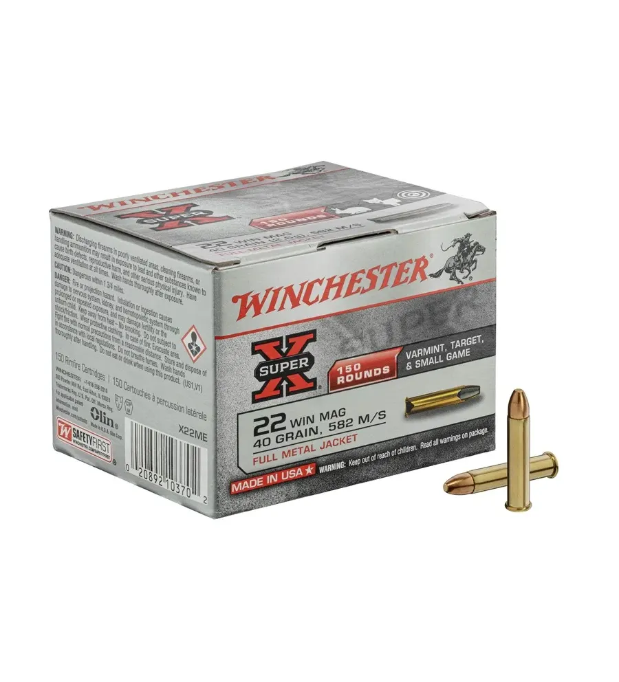 Munitions Super-X blindée cal. 22 Win Magnum Munitions Super-X blindée cal. 22 Win Magnum