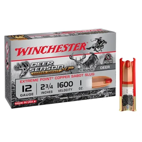 Cartouche Winchester DEER SEASON sans plomb - Cal 12/70 
