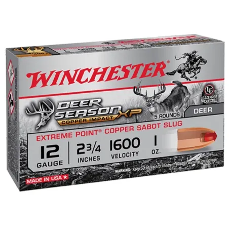 Cartouche Winchester DEER SEASON sans plomb - Cal 12/70 