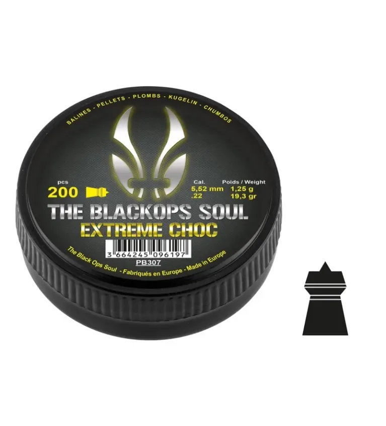 Plombs The Black Ops Soul EXTREM CHOC Cal. 5,5 mm 